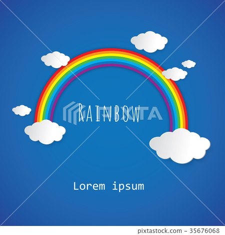 Paper art style rainbow and white cloud 35676068