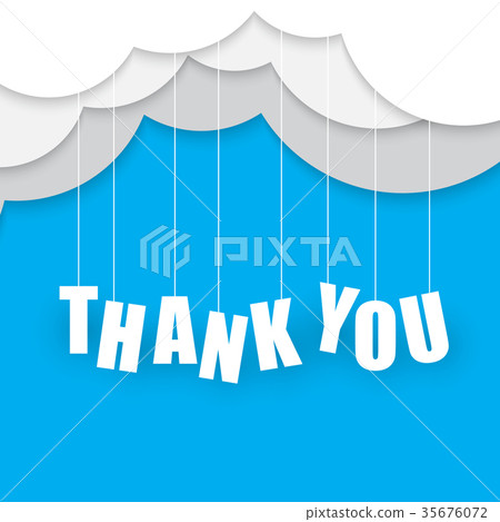 Thank you capital lettering hanging with the cloud Thank you capital lettering hanging with the cloud 35676072