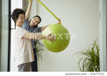 Yoga, Stretching, Mom, Daughter Yoga, Stretching, Mom, Daughter 35677531