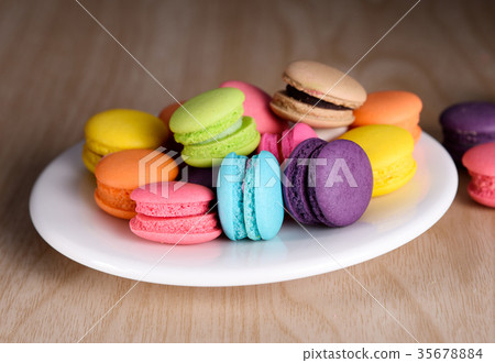 Fresh french colourful macaroons or macarons 35678884