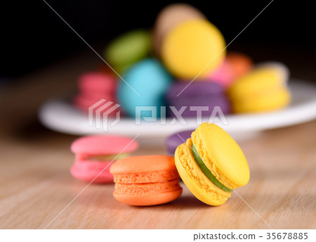 Fresh french colourful macaroons or macarons 35678885