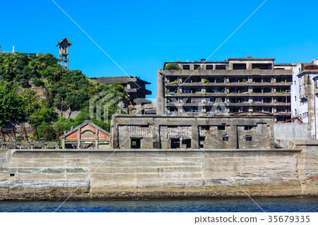Gunkanjima and blue sky Gunkanjima cruise Gunkanjima and blue sky Gunkanjima cruise 35679335