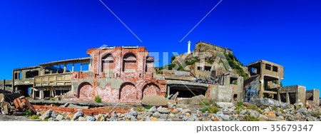 Gunkanjima和藍天Gunkanjima巡航全景 35679347