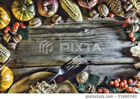 Frame Thanksgiving Day. top veiw 35680340