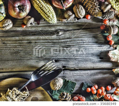 Frame Thanksgiving Day. top veiw 35680349