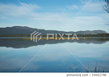 View of Bruny Island beach in the late afternoon. 35681796