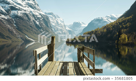 Wooden pier at the lake 35681805