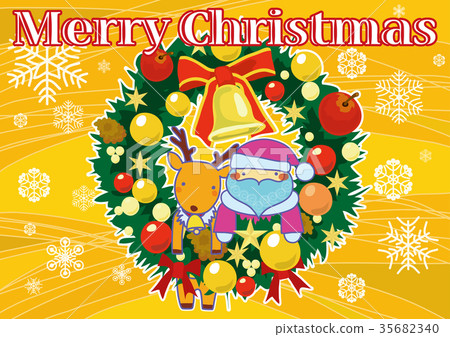 Santa and Reindeer Christmas wreath Hen <Yellow> 35682340