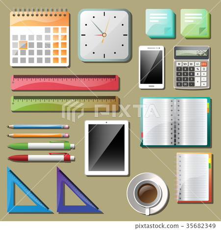 Office tools and devices set Office tools and devices set 35682349