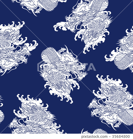 Japanese style painting dragon pattern Japanese style painting dragon pattern 35684800