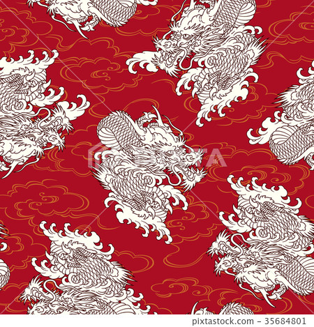 Japanese style painting dragon pattern Japanese style painting dragon pattern 35684801