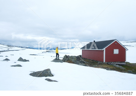 Typical norwegian red wooden house Typical norwegian red wooden house 35684887