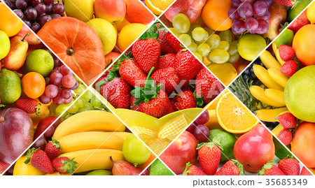 Collection fresh fruits background. 35685349