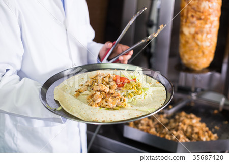 kebab meat in restaurant kebab meat in restaurant 35687420