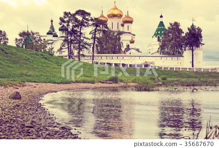 Male Ipatievsky Monastery at cloudy day in Kostroma, Russia Male Ipatievsky Monastery at cloudy day in Kostroma, Russia 35687670