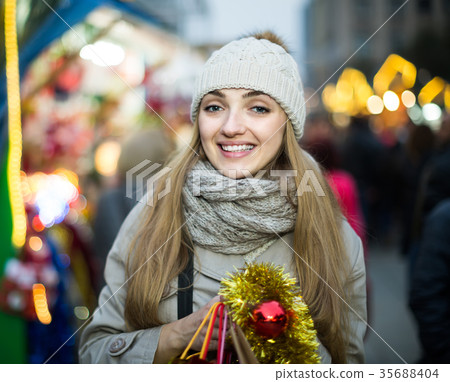 Charming girl in evening outdoors. 35688404