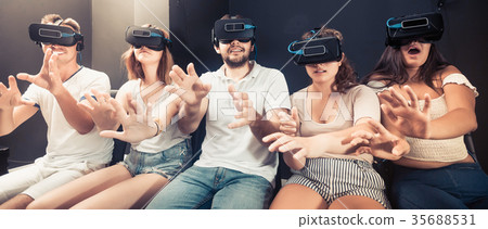 young people using virtual reality glasses 35688531