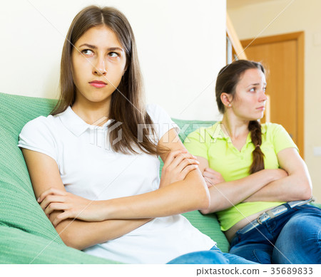 Sad young women looking away 35689833