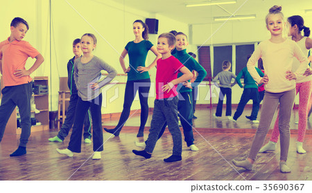 Children dancing contemp in studio smiling and having fun 35690367