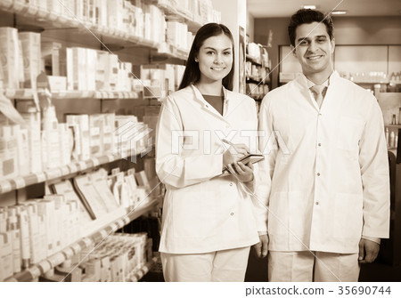 Young team in chemist shop 35690744