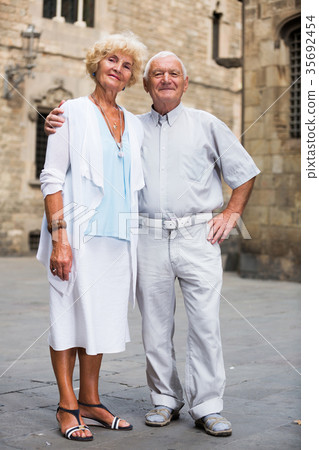 loving mature spouses enjoying walk loving mature spouses enjoying walk 35692454