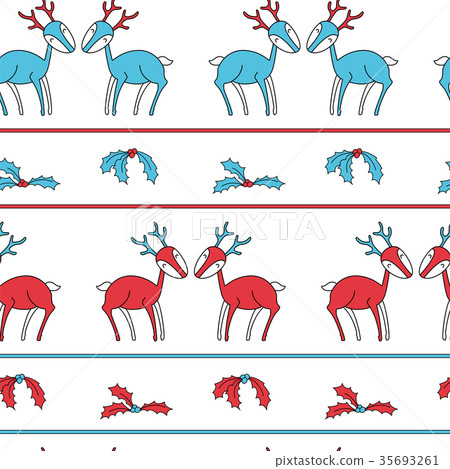 Christmas stripes seamless pattern with deers Christmas stripes seamless pattern with deers 35693261