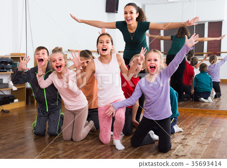 children posing at dance class children posing at dance class 35693414