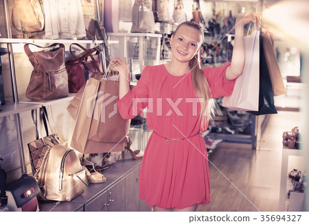 Positive woman is demonstrations purchases Positive woman is demonstrations purchases 35694327