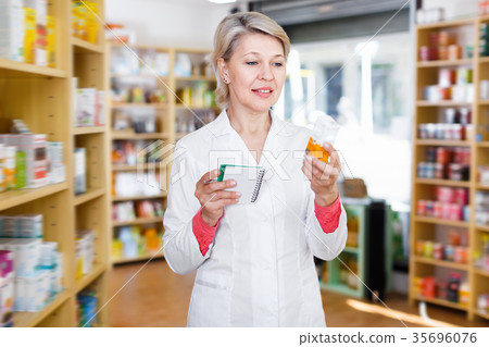 Woman recommending skin care products Woman recommending skin care products 35696076
