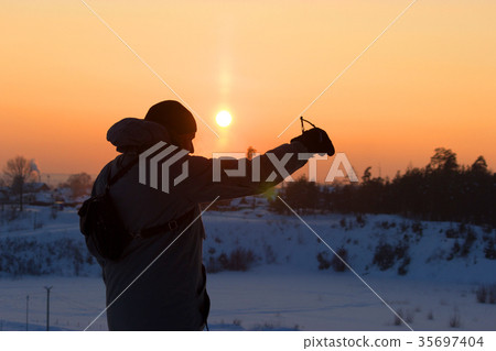 Young man with his dog Young man with his dog 35697404