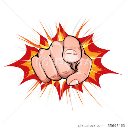 Pointing Finger On Explosion Background 35697463