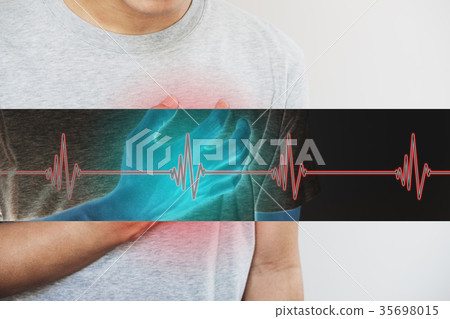 a man touching his heart, heart disease concept a man touching his heart, heart disease concept 35698015