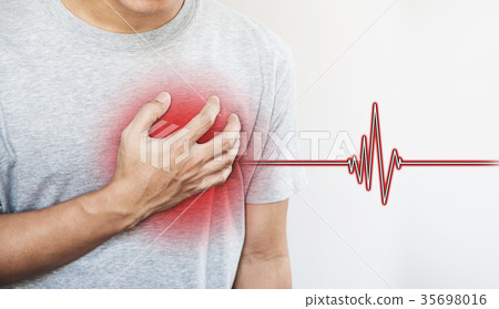 a man touching his heart, heart disease concept a man touching his heart, heart disease concept 35698016