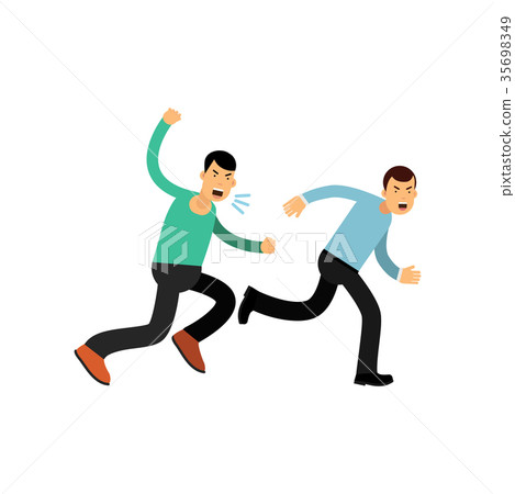 Cartoon illustration of man in blue sweater 35698349