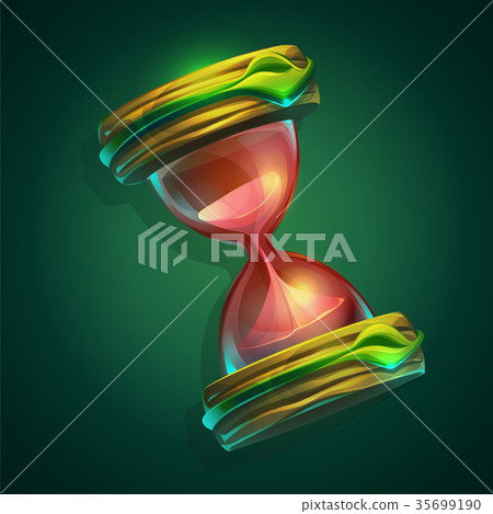 Vector illustration a hourglass on green backgroun 35699190