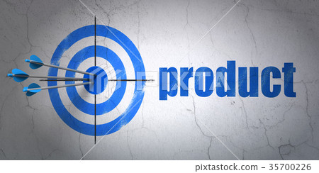 Advertising concept: target and Product on wall 35700226