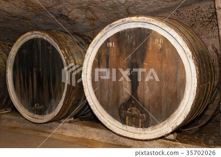 barrels for wine in old cellars 35702026