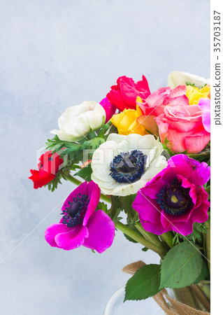 Anemones flowers on stone background Anemones flowers on stone background 35703187