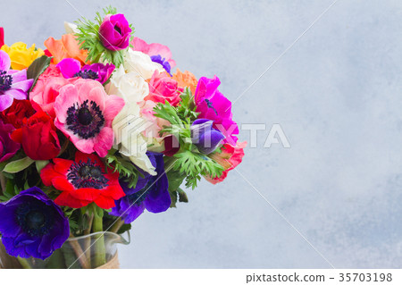 Anemones flowers on stone background Anemones flowers on stone background 35703198
