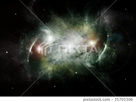 Stars, dust and gas nebula in a far galaxy Stars, dust and gas nebula in a far galaxy 35703306