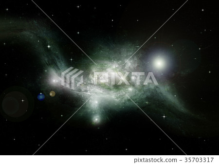 Stars, dust and gas nebula in a far galaxy 35703317
