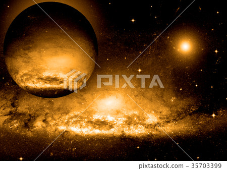 Stars, dust and gas nebula in a far galaxy 35703399