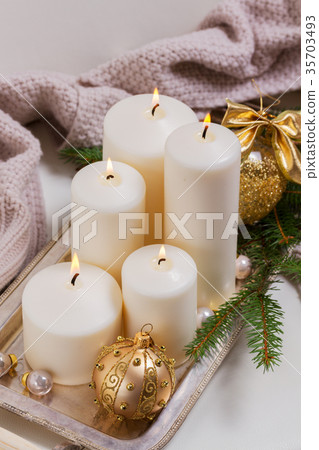 Burning advent candles 35703493