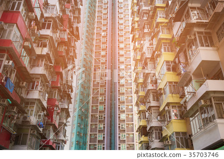 Hong Kong city apartment crowded downtown Hong Kong city apartment crowded downtown 35703746