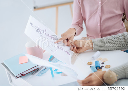 Close up of a sketch with a dress 35704592