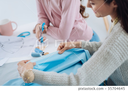 Close up of a piece of blue cloth 35704645