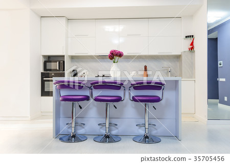 white dining table in modern kitchen 35705456