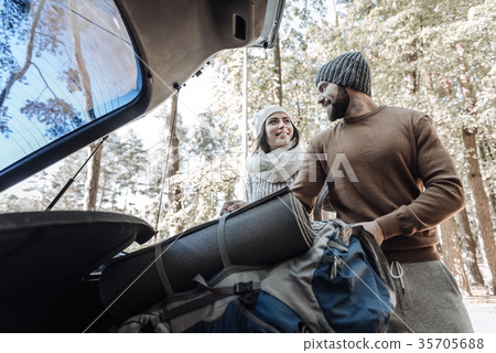 Adorable couple having rest outdoors 35705688