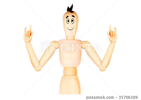 smiling happy character rocking with hands in smiling happy character rocking with hands in 35706389