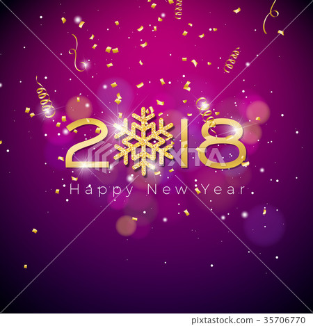 Vector Happy New Year 2018 Illustration on Shiny 35706770